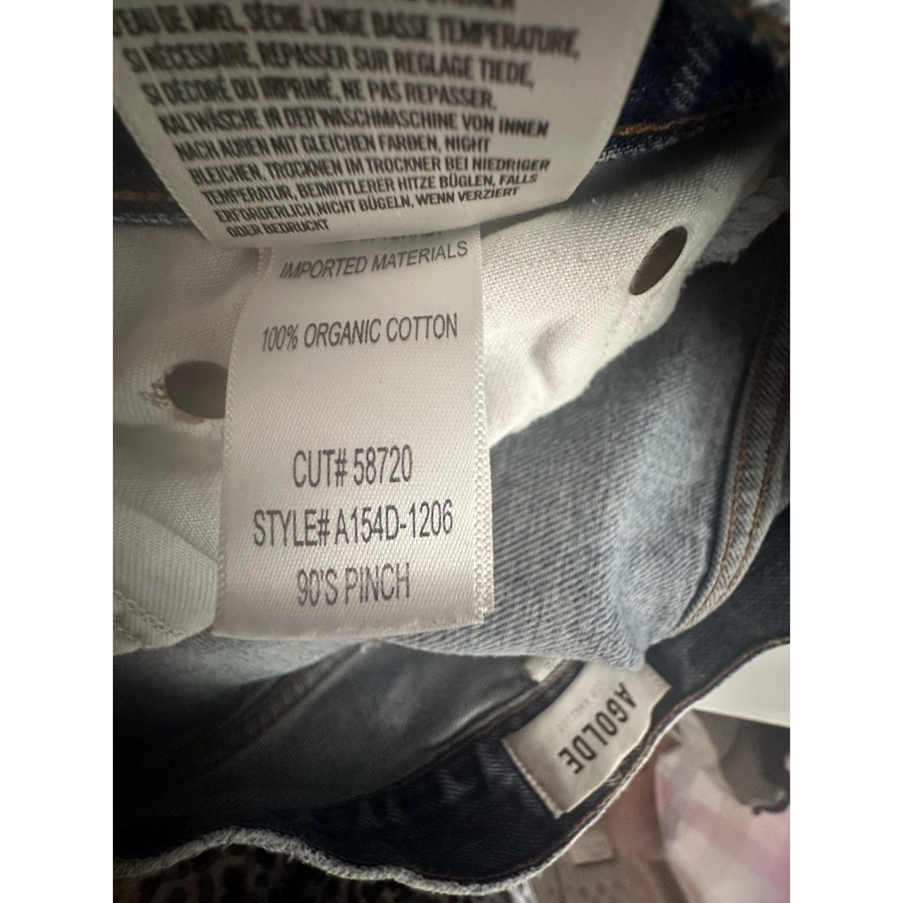 AGOLDE 90's Pinch Waist High Rise Cropped Straight Leg Jeans Light Wash Blue 26 - Picture 7 of 7